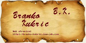 Branko Kukrić vizit kartica